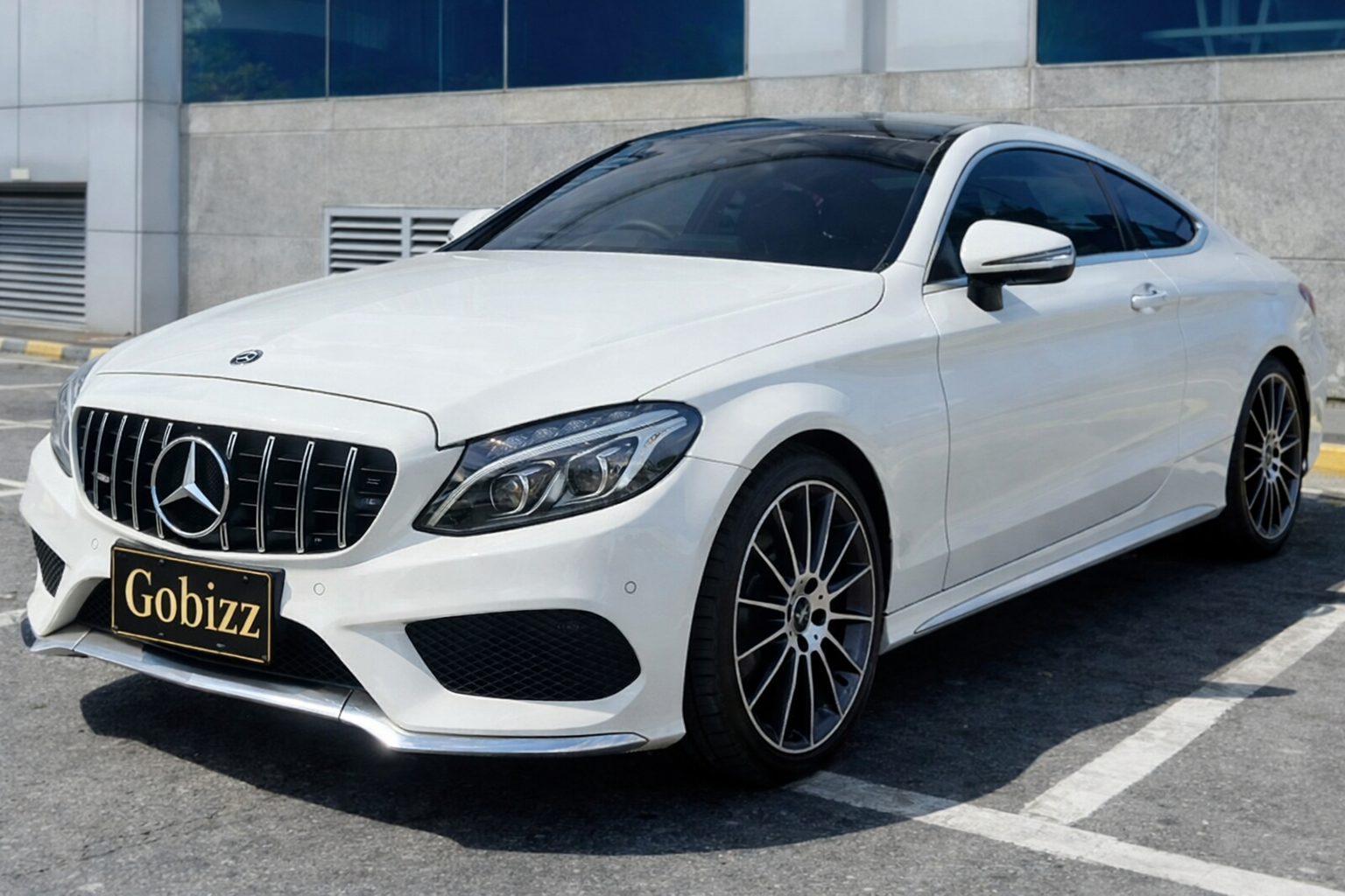 Luxury Car for Rent, MB 250 coupe, W205, front view, studio shoot